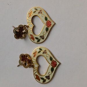 Floral Heart-Shaped Gold Earrings